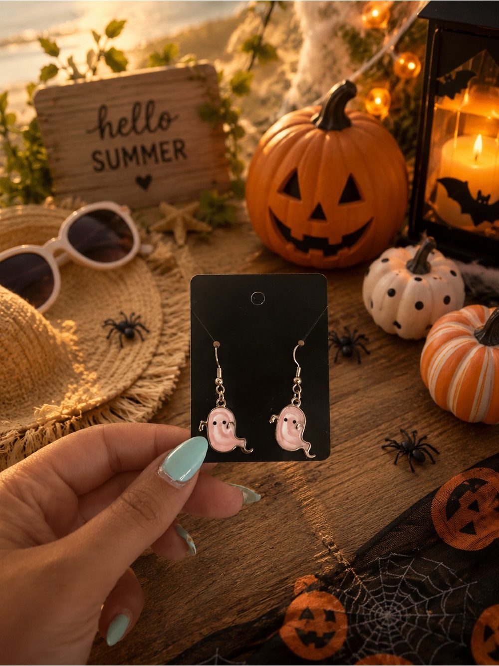 Cute Pink Ghost Dangle Earrings